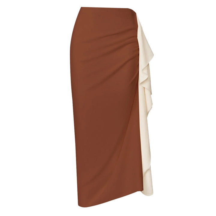 Dame Bikiniset med elegant drapering og moderne omslagsskjørt Skovae