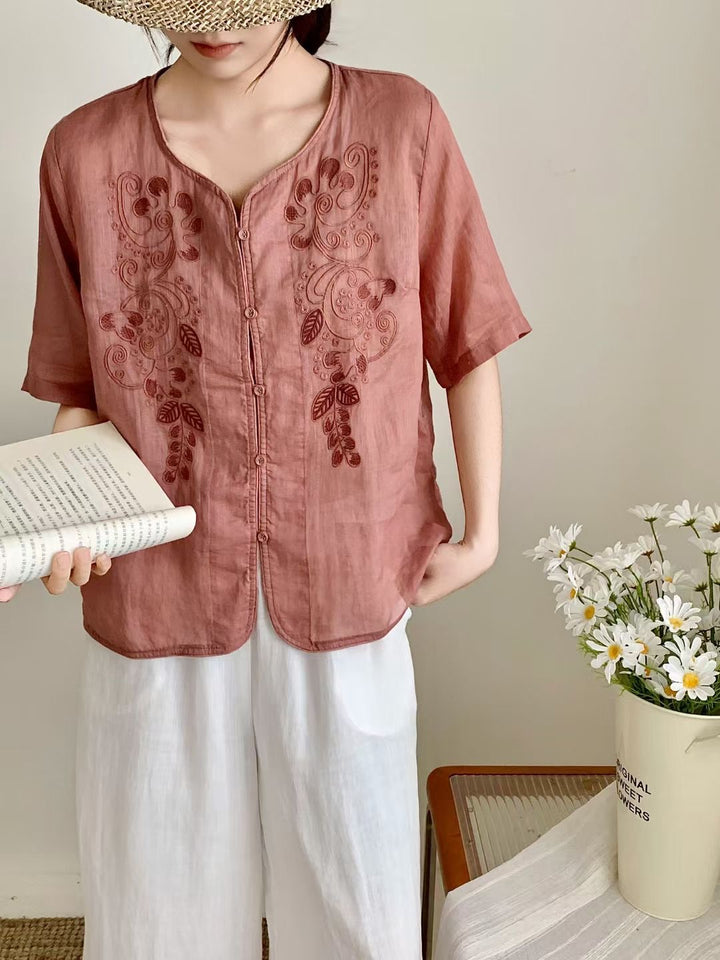 Femme Bestikset Button-Up Linned blouse Stilla