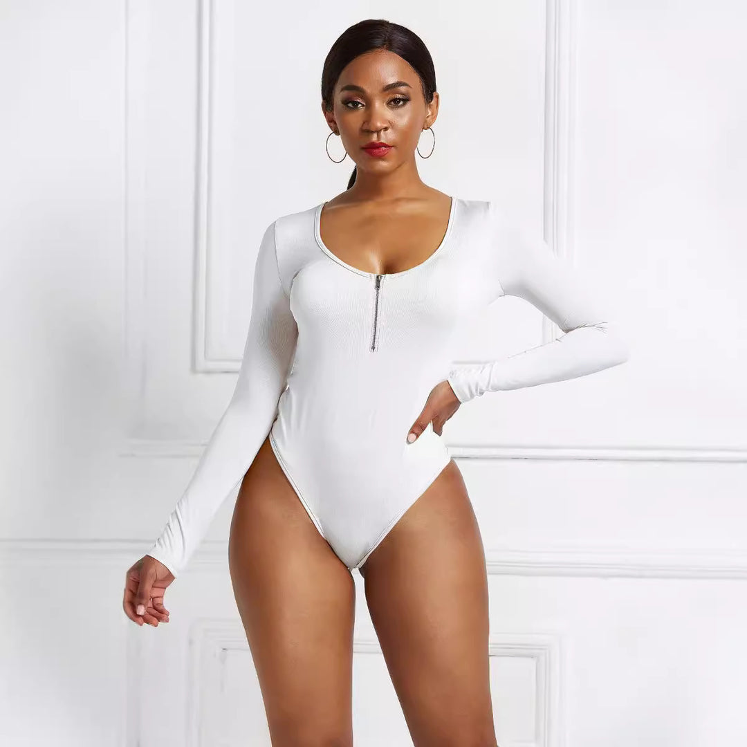 Dame elegant langærmet bodystocking med kropsnær pasform Stilla