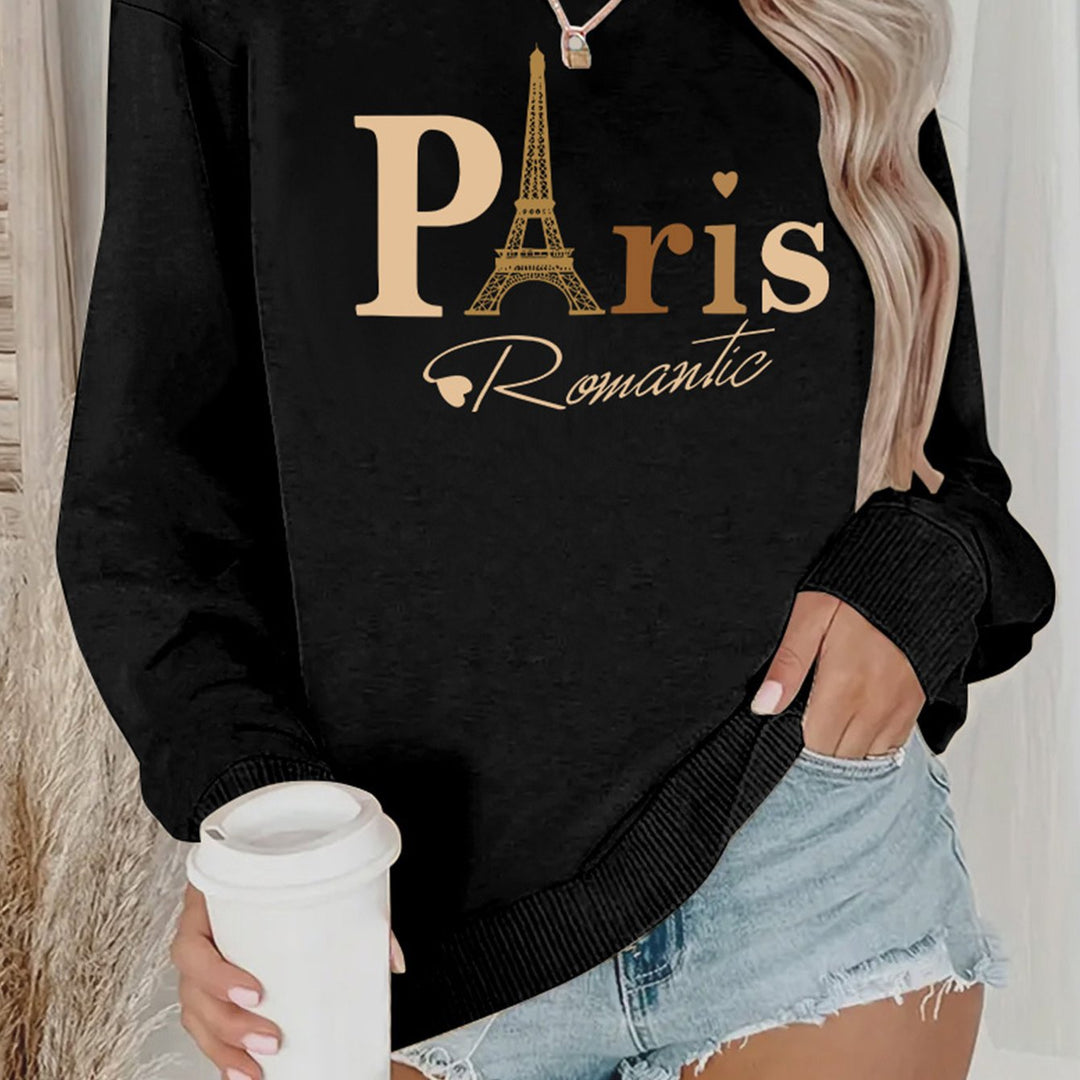 Kvinders sweatshirt med romantisk Paris design Stilla