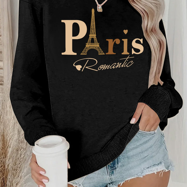 Kvinders sweatshirt med romantisk Paris design Stilla