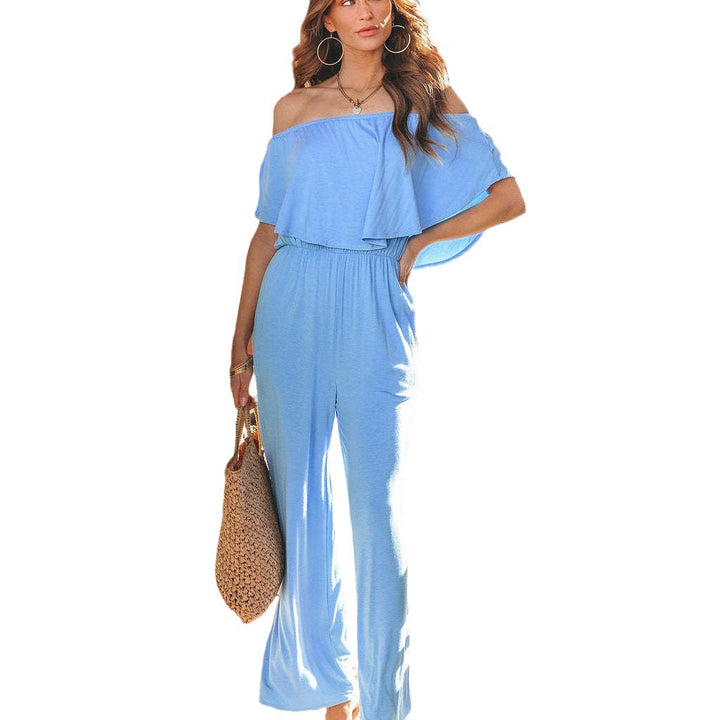 Dame Off-Shoulder Jumpsuit med bredt ben og elastisk talje Stilla