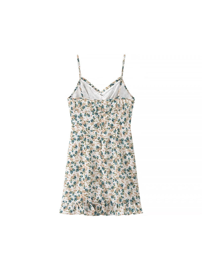 Dame sommerkjole med blomsterprint og delikate rynker Stilla