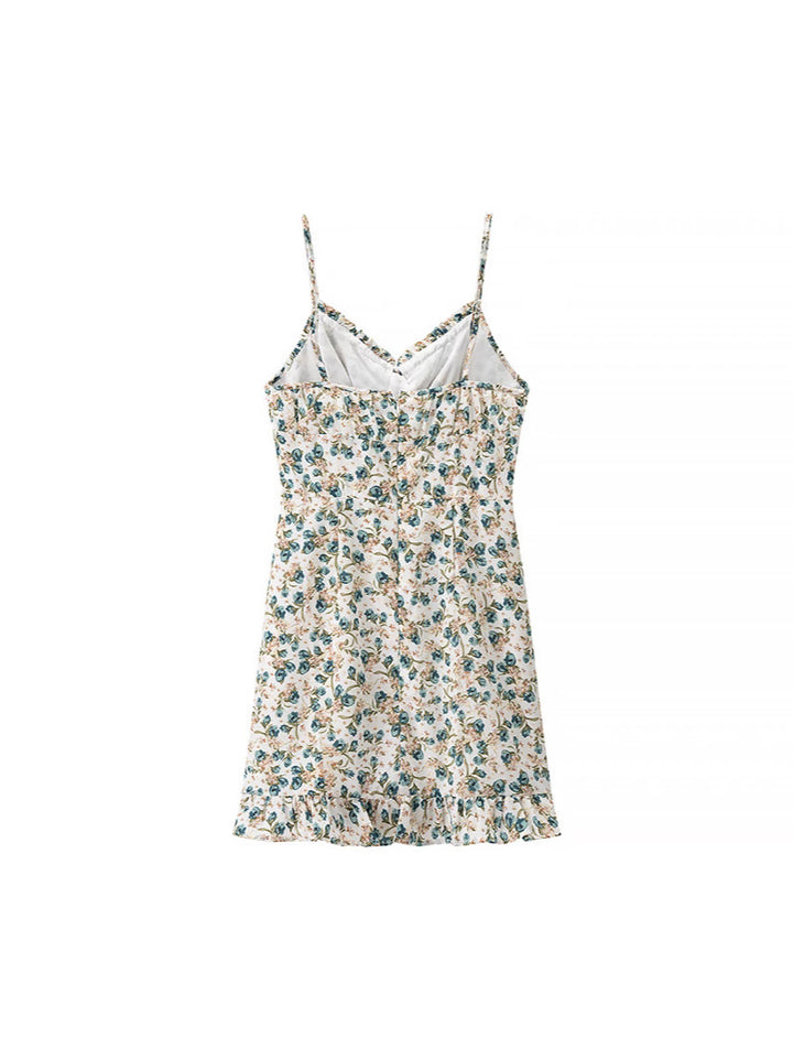 Dame sommerkjole med blomsterprint og delikate rynker Stilla