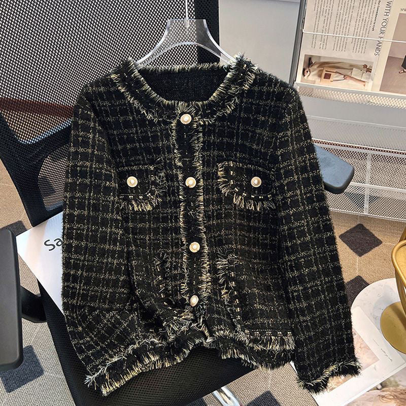 Kvinders hyggelige cardigan med dekorative perler og frynse detaljer Stilla