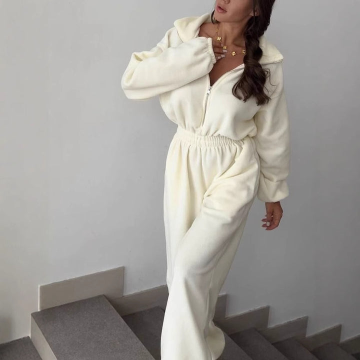 Damer behagelig og stilfuld fleece-jumpsuit Stilla