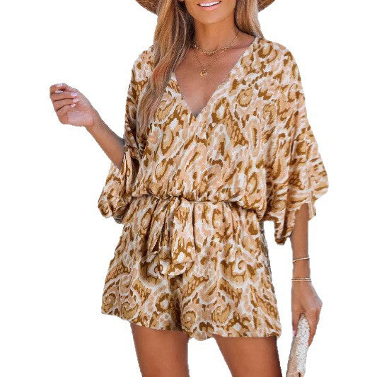 Dame Bohemian Print Overall med justerbar talje Stilla