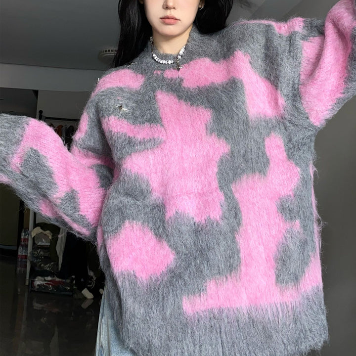 Kvinders oversized sweater med tekstureret mønstermix og afslappet snit Stilla