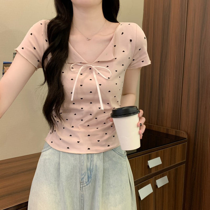 Femme Knoten-Front Polka Dot Top Stilla