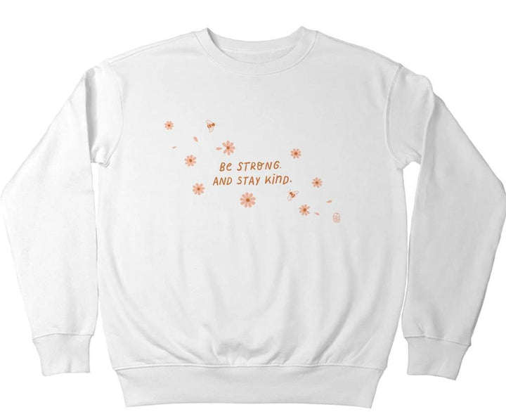 Kvinders sweatshirt med inspirerende budskab og blomstermotiv Stilla