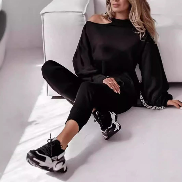 Dame casual sæt med off-shoulder og praktiske lommer Stiila