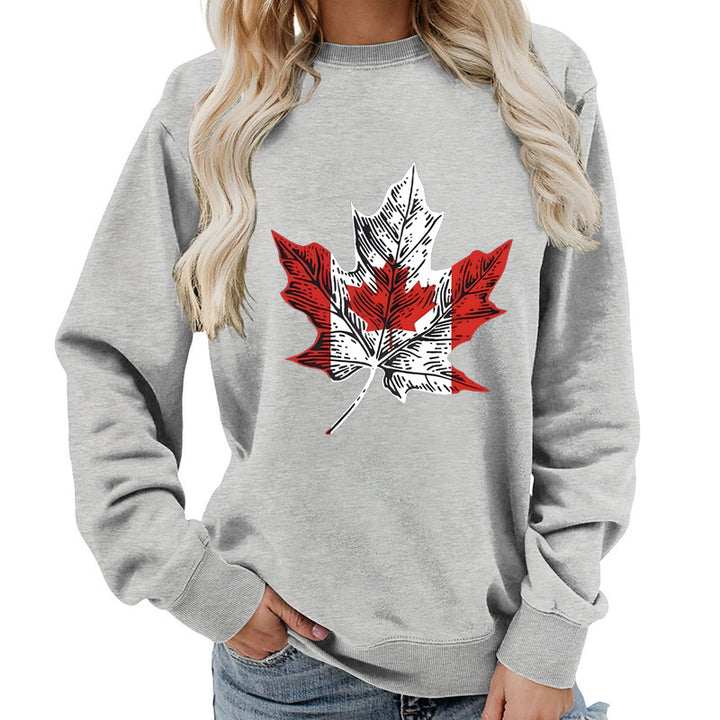 Kvinders sweatshirt med kreativt ahornbladmotiv og komfortabel pasform Stilla