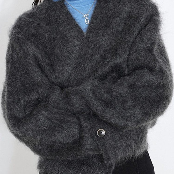 Femme Strukturstrik-Cardigan med elegant oversized-snit Stilla