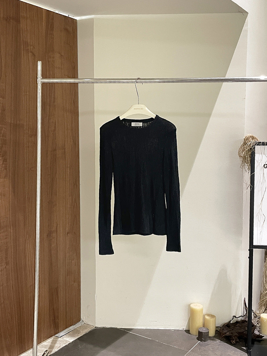 Dame langærmet T-shirt med struktureret overflade og komfortabel pasform Stilla