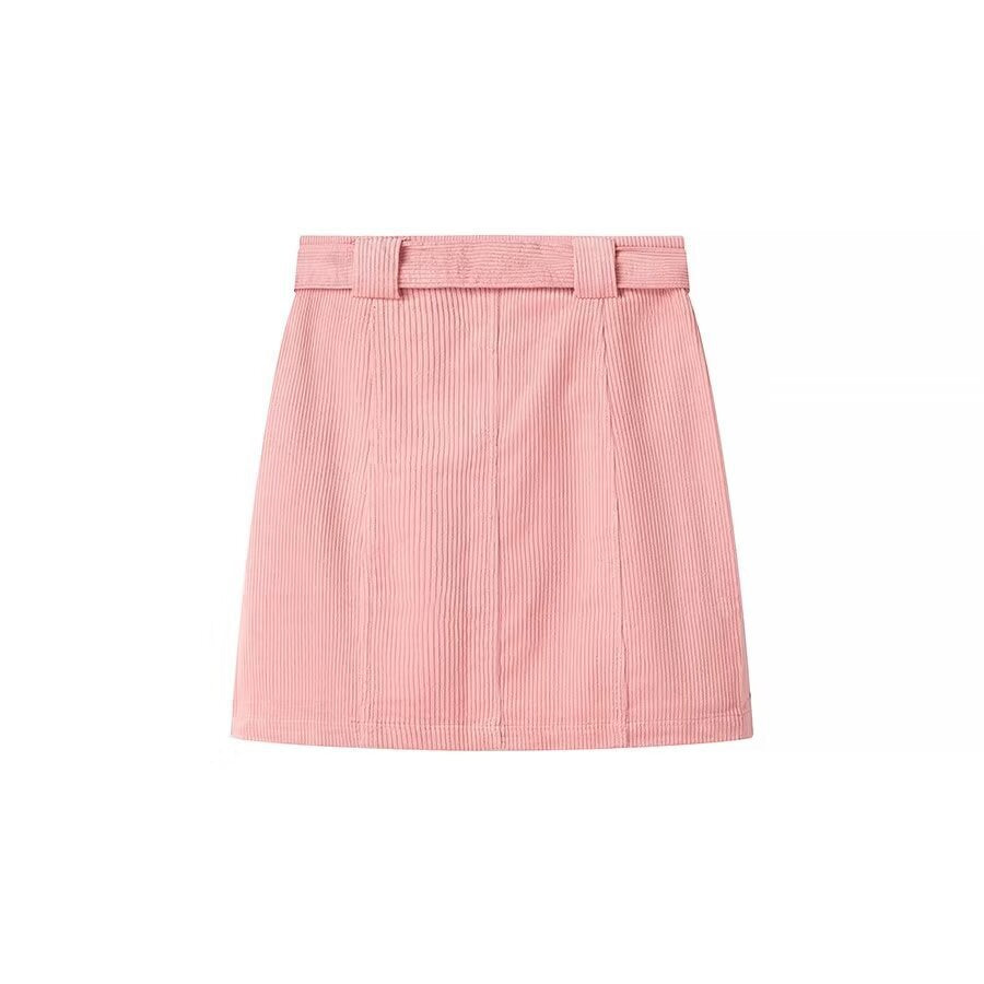 Dame Højtaljede Plissé Mini Skirt med Bælte Detalje Stilla