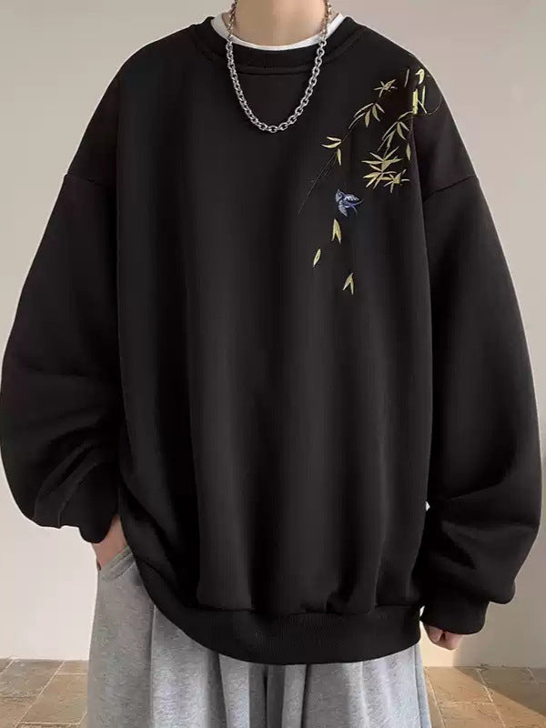 Dame afslappet sweatshirt med kreativt blomsterbroderi og behagelig pasform Stilla