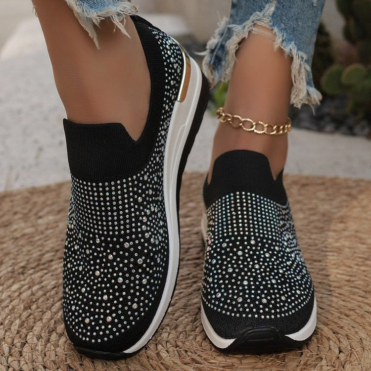 Dame Elegante Slip-On Sneakers med rhinsten-besatte detaljer og skridsikre såler Stilla