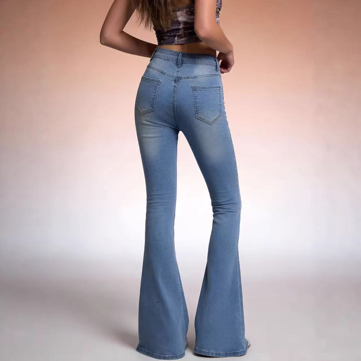 Dame Bootcut Jeans med høj talje og trendy vask Skovae