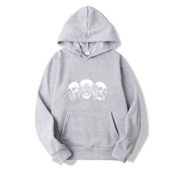 Kvindernes hoodie med kunstnerisk kranie design Skovae