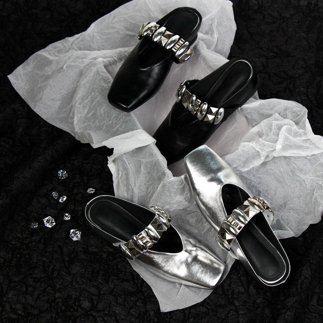 Dame Elegante Slip-On Mules med Metallic-detaljer Stilla