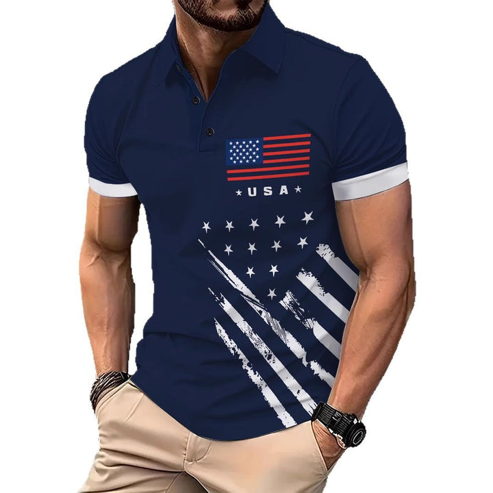 Herrer Poloshirt med dynamisk Stars-and-Stripes-design Stilla
