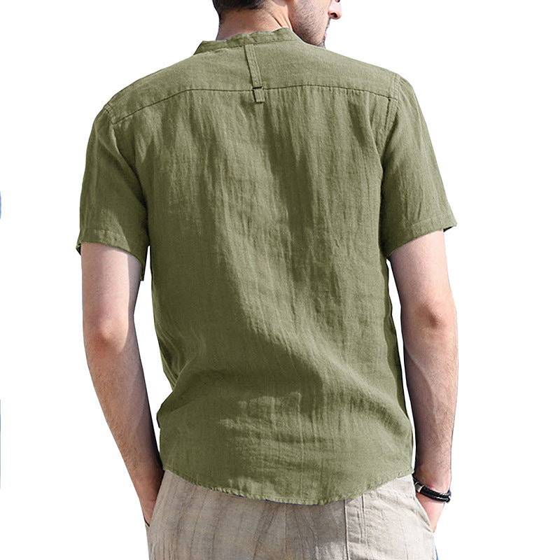 Herrer kortærmet Henley-shirt med praktisk brystlomme-design Stilla