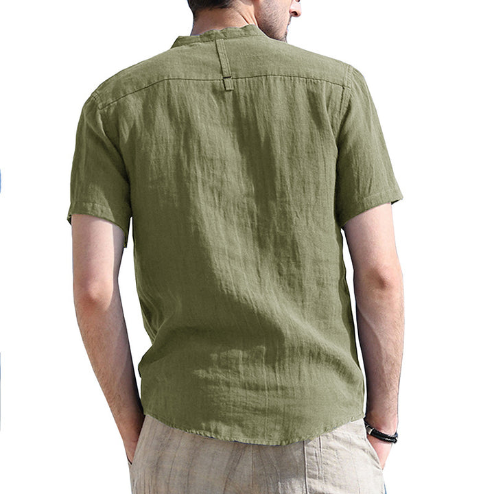 Herrer kortærmet Henley-shirt med praktisk brystlomme-design Stilla