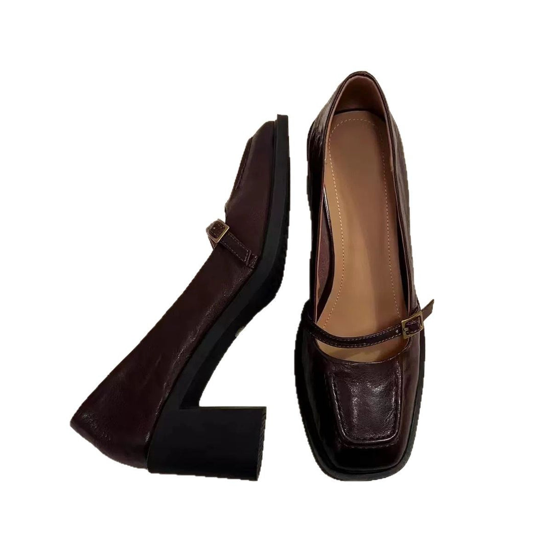 Kvinder Chunky Heel Mary Jane Pumps med justerbar rem Stilla