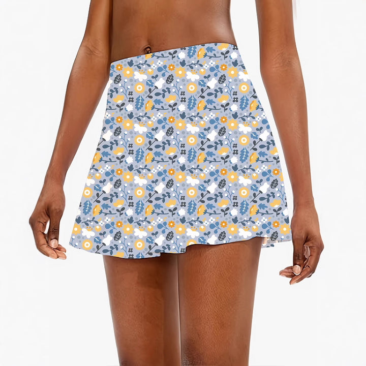 Dame Floral Print Aktiv Nederdel Stilla