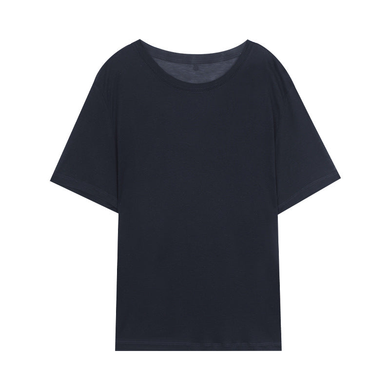 Dame afslappet oversized T-shirt lavet af høj kvalitet bomuldsblanding med bred rund halsudskæring Stilla