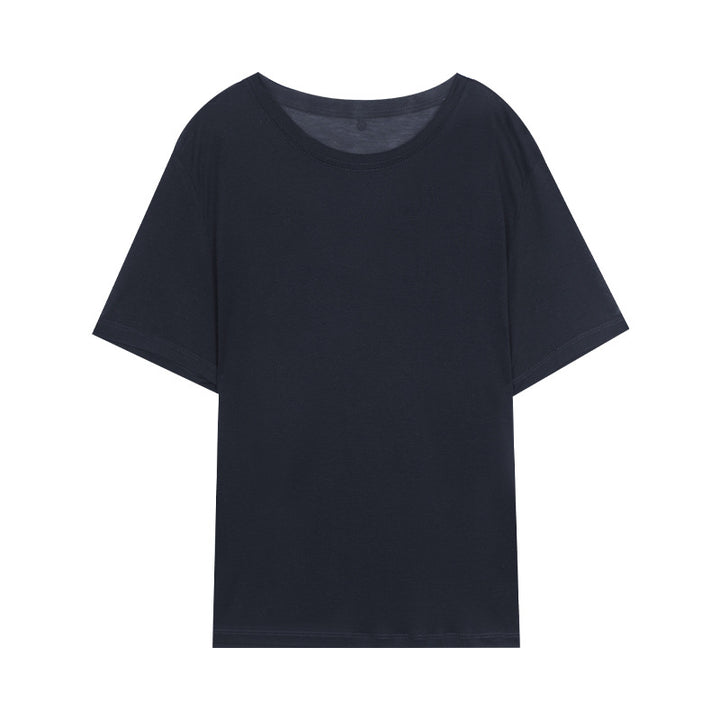 Dame afslappet oversized T-shirt lavet af høj kvalitet bomuldsblanding med bred rund halsudskæring Stilla