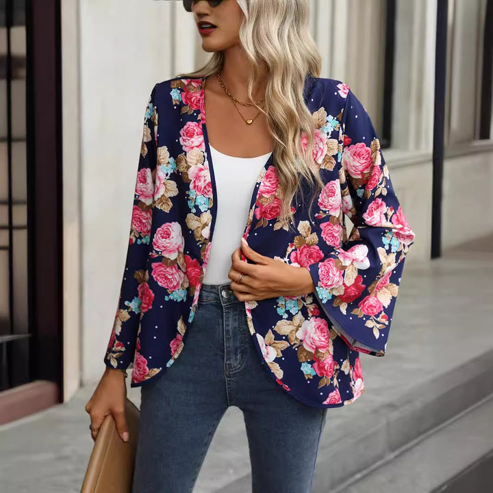 Damer Blomsterdesign Kimono-jakke med vidt udstyrede ærmer Stilla