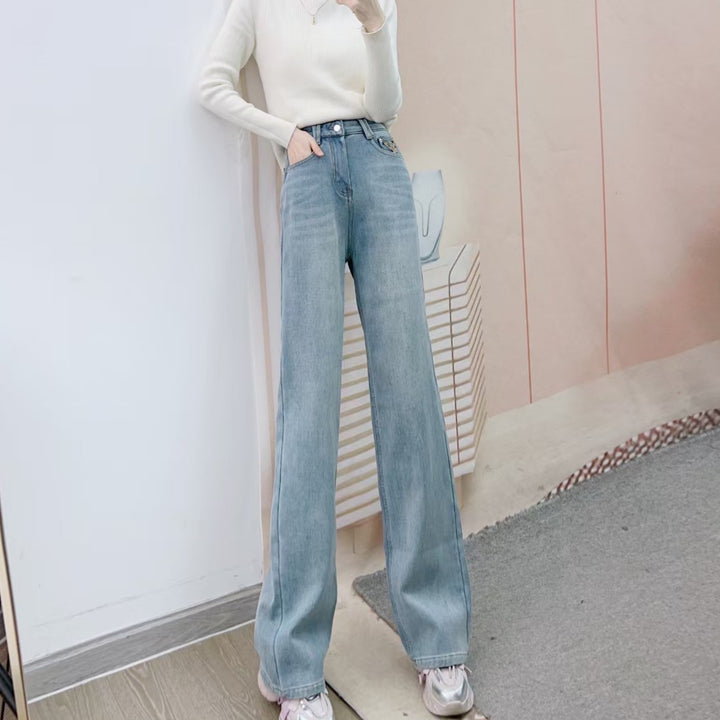 Dame Bred High-Waist Jeans med afslappet pasform og frisk denim-look Stilla