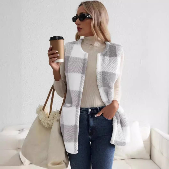Dame teddy pels vest i moderne ternet design Stilla
