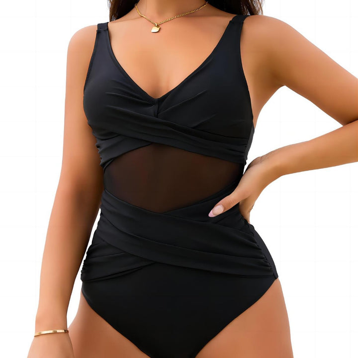 Femme Stilfuld Mesh Overlay Éntredragt Badedragt Stilla