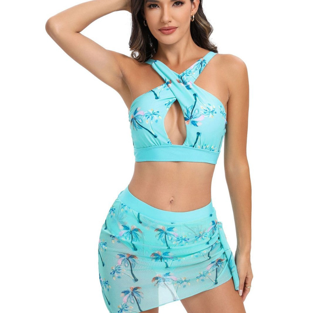 Dame Tropenprint Crop Top og Nederdel Sæt Stilla