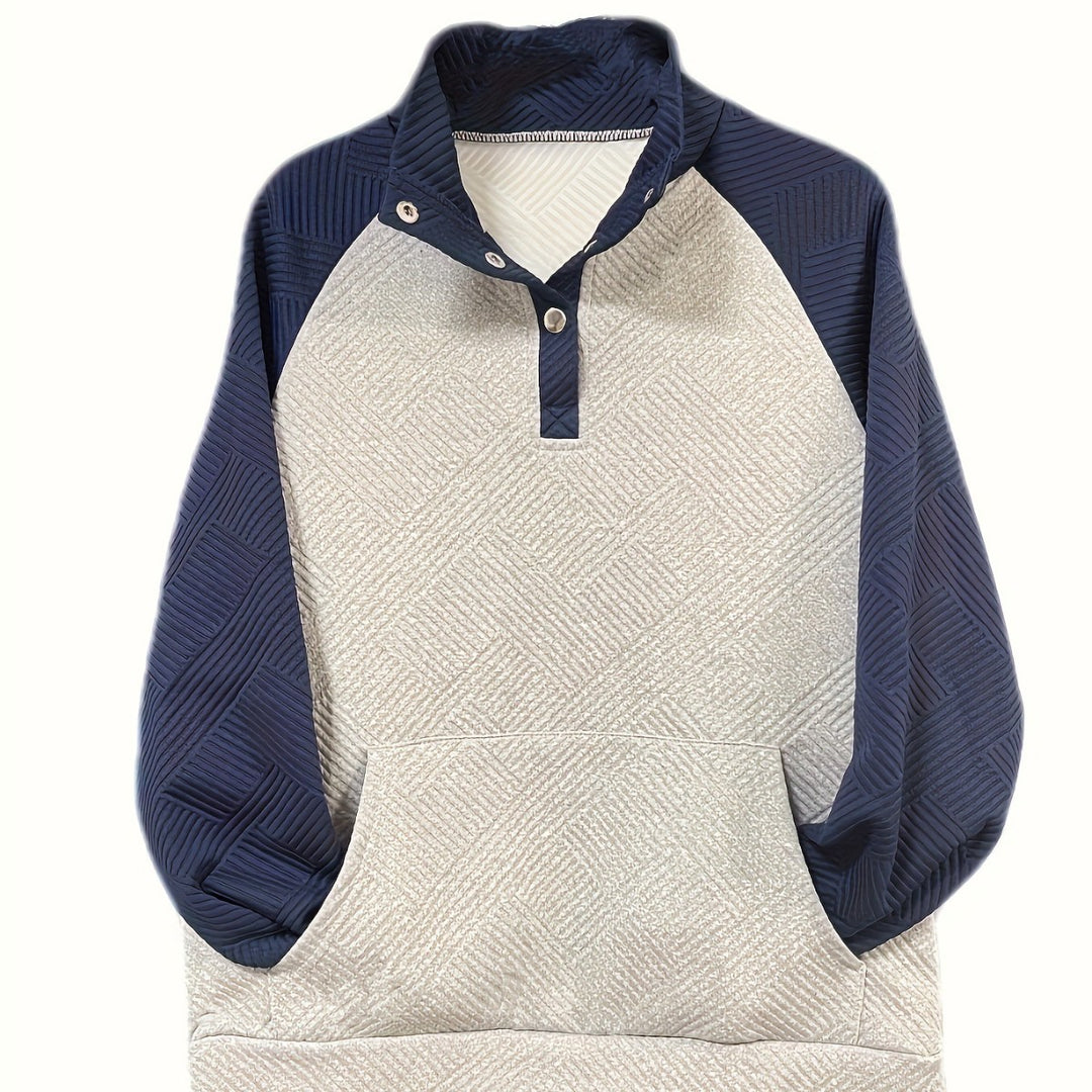 Dame quiltet langærmet sweater med trykknapdetalje Stilla
