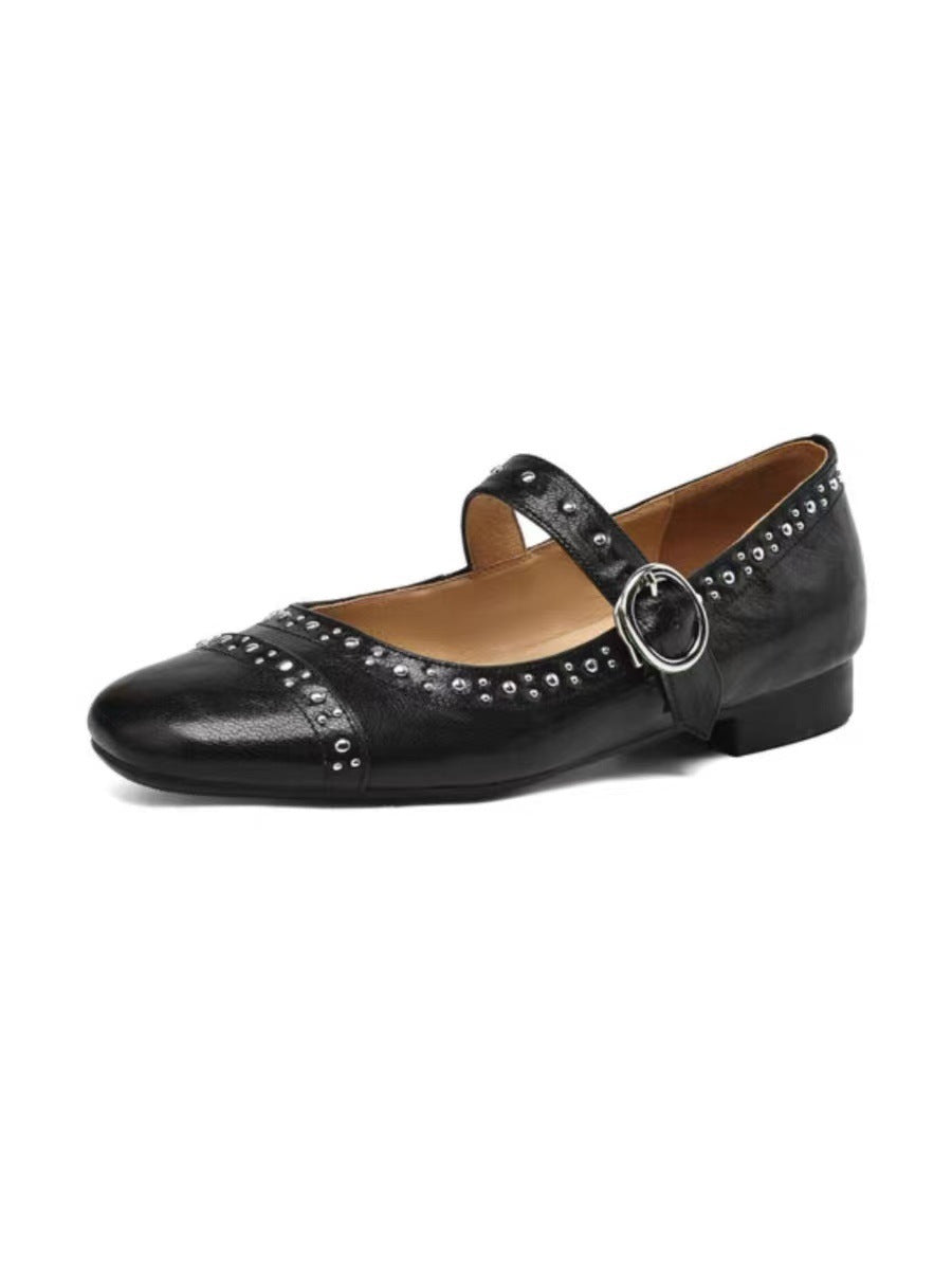 Dame Classic Mary Jane Ballerinas med nitter-detalje Stilla
