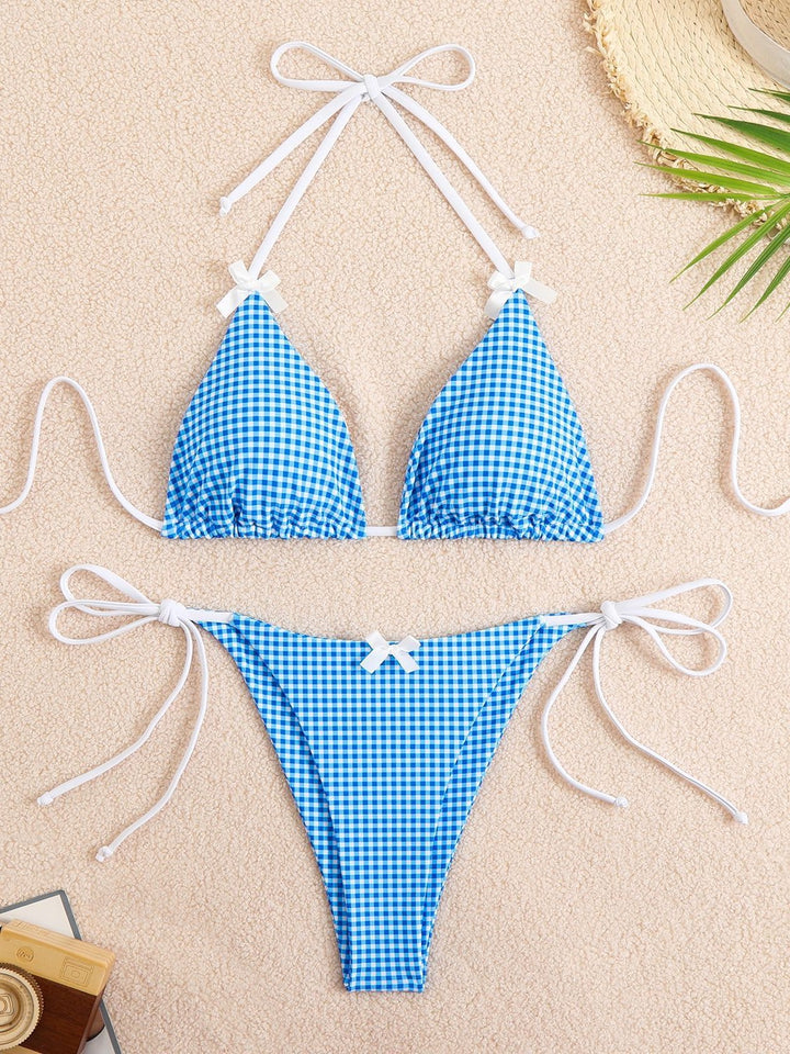 Dame Triangel-Bikini-Sæt med justerbare bindebånd og kurv-design Stilla
