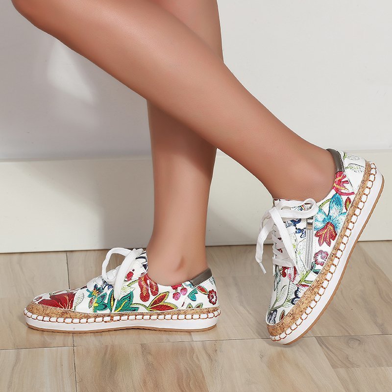 Dame mode sneakers med korkaccent og elastisk snøresystem Stilla