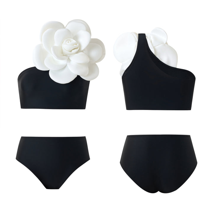 Dame bikini-sæt med elegant top og geometrisk stribet maxiskørt Stilla