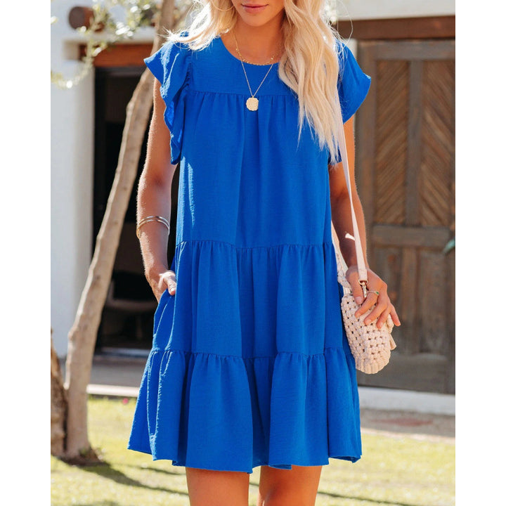Dame Casual Rynket Lag Mini Kjole Stilla