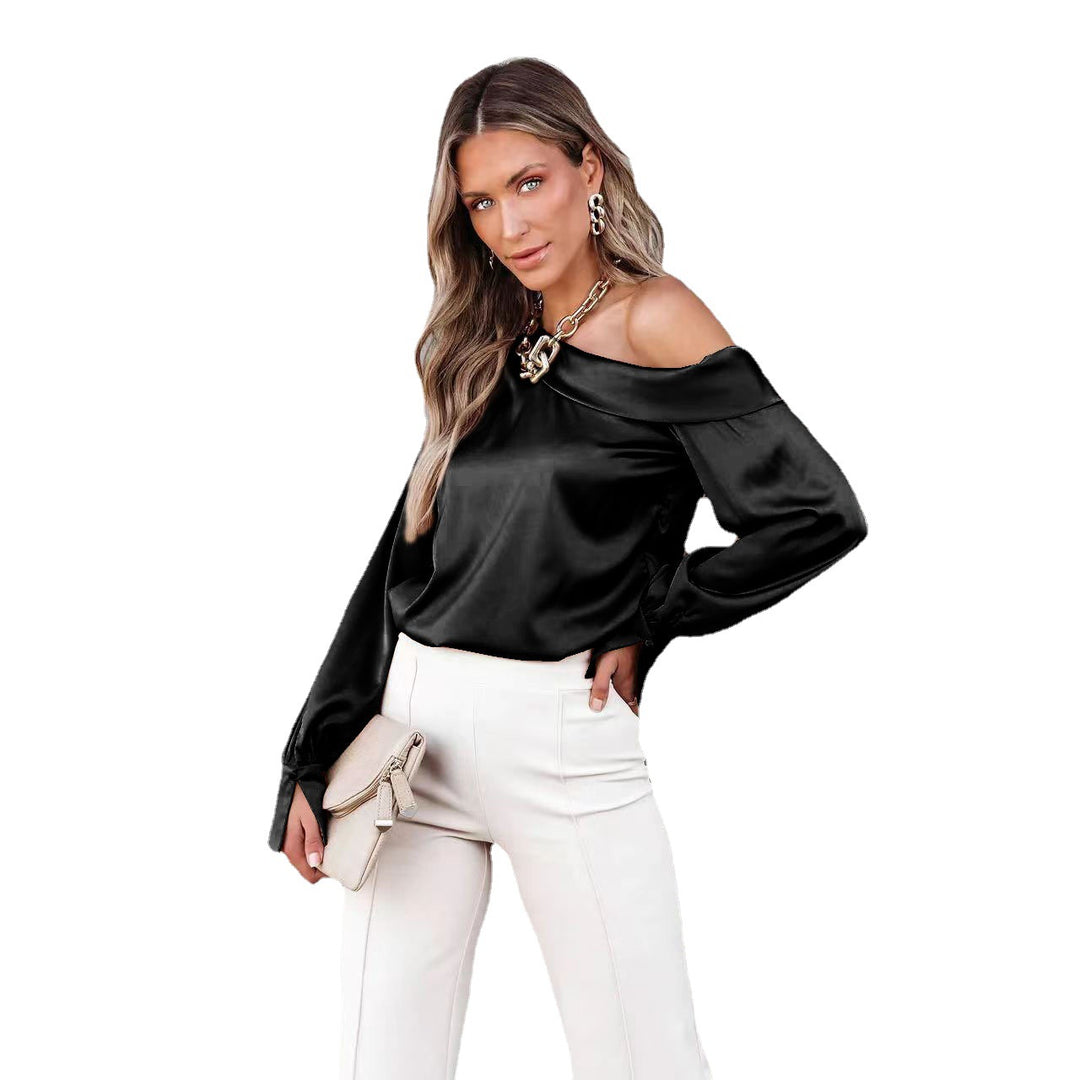 Dame Elegant Bluse med asymmetrisk udskæring og lange ærmer Stiila