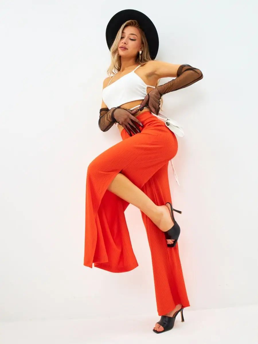 Dame Cropped Top og løse bukser i stribet design Stilla