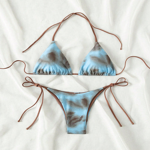 Dame triangel bikini sæt med elegant snøredetalje Skovae
