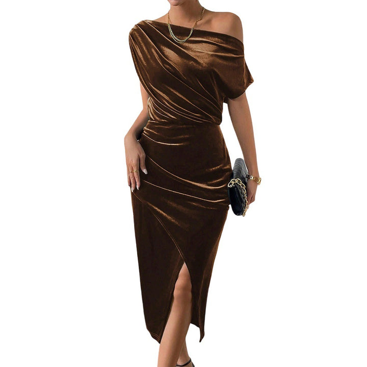 Damer Elegant Maxi Kjole med Off-Shoulder Design og Luksuriøs Samt Stilla
