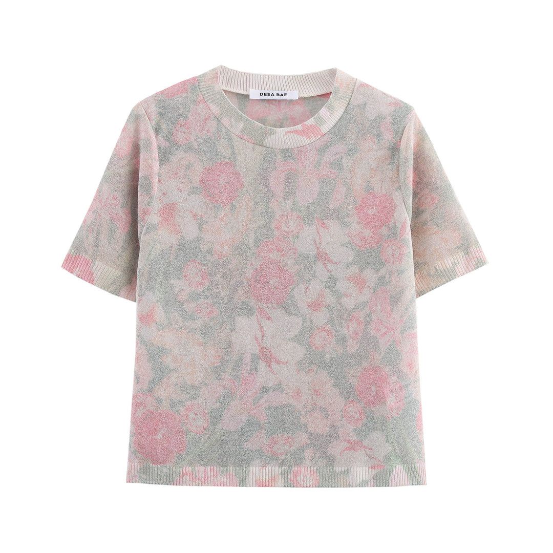 Femme blomsterprintet strikoverdel Stilla