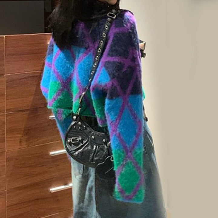 Femme Kunstnerisk Mønstret Cropped Pullover Stilla
