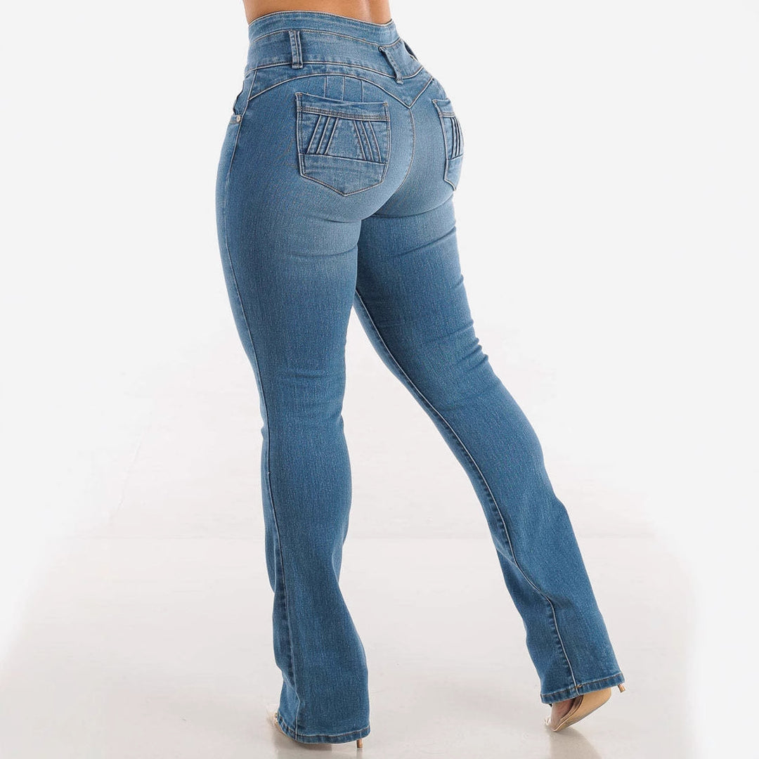 Dame Bootcut Jeans med høj talje og figursyet pasform Stilla