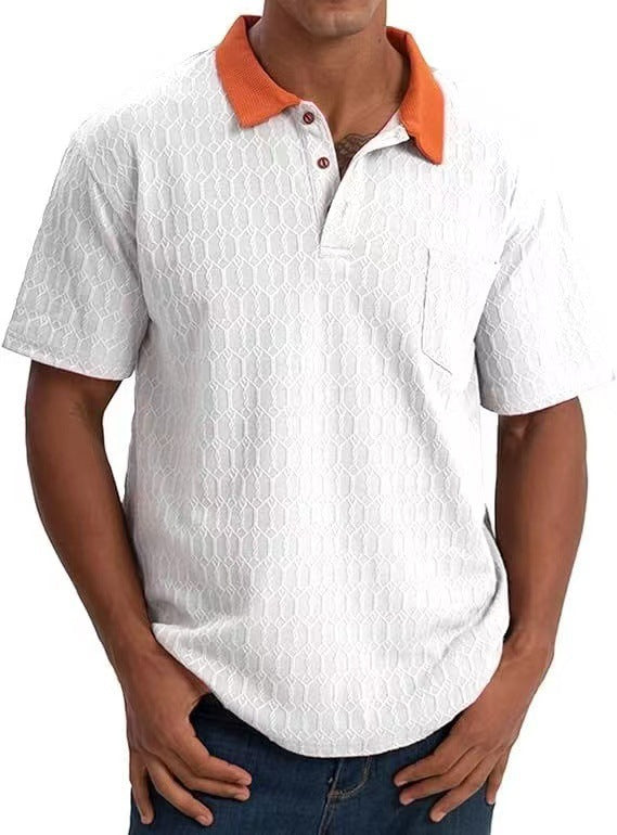 Herre polo T-shirt med struktureret mønster og kontrasterende krave Stilla